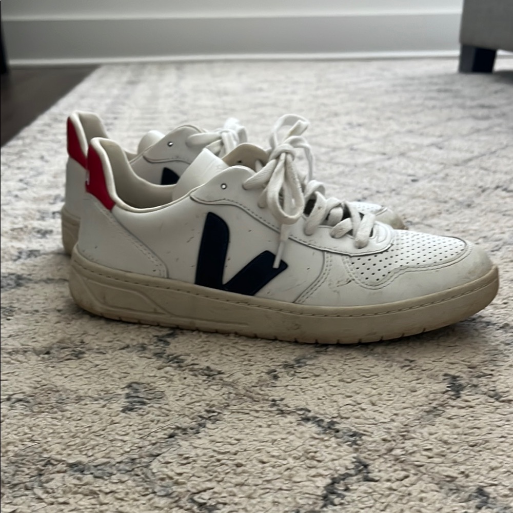 Veja White Sneakers with Red and Black Details